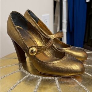 Coach Gold Mary Jane Heels